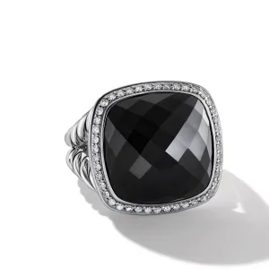 Albion® Ring in Sterling Silver with Black Onyx and Diamonds\, 17mm