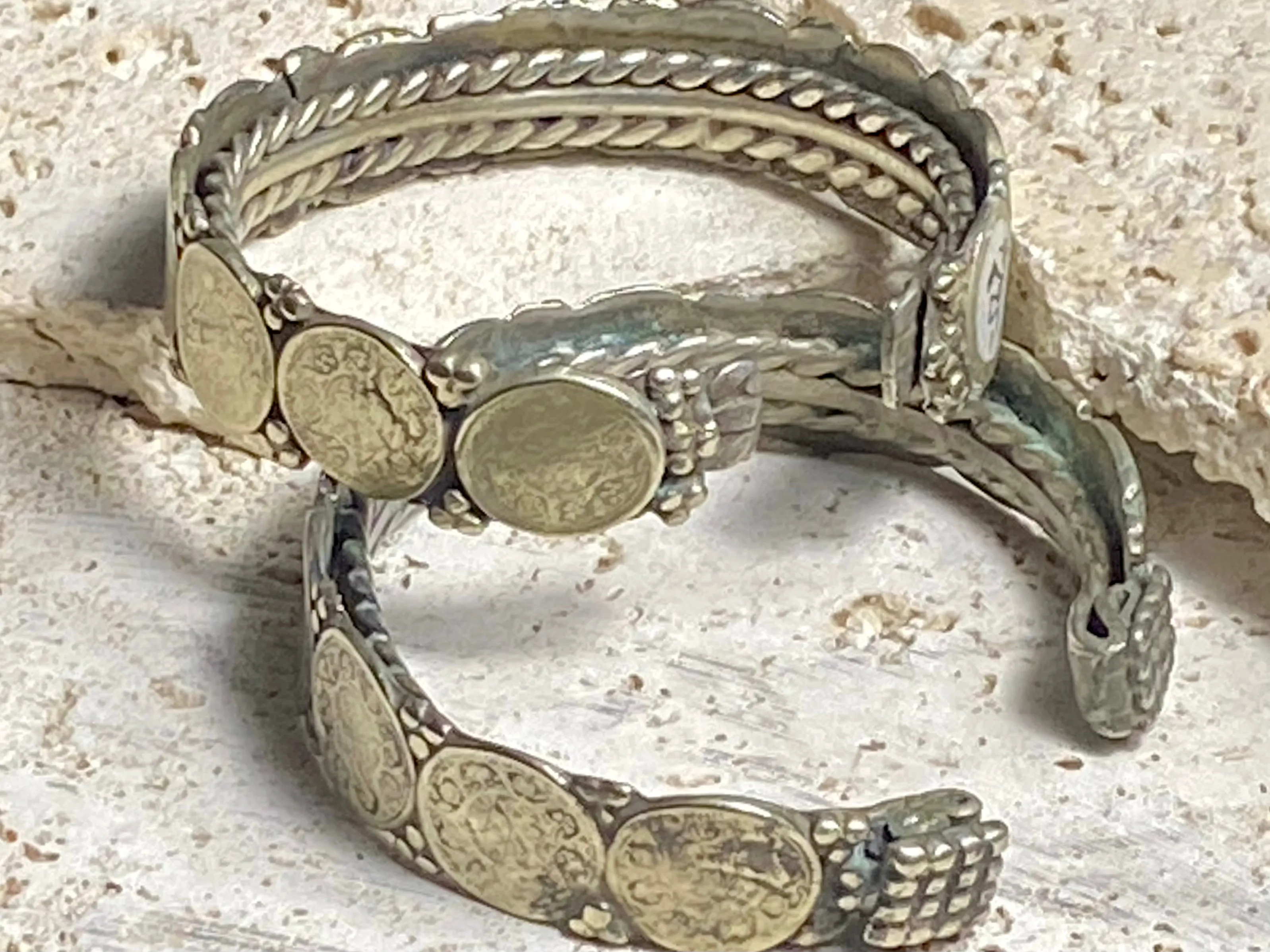 Antique Indian Half Rupee Silver Bracelets