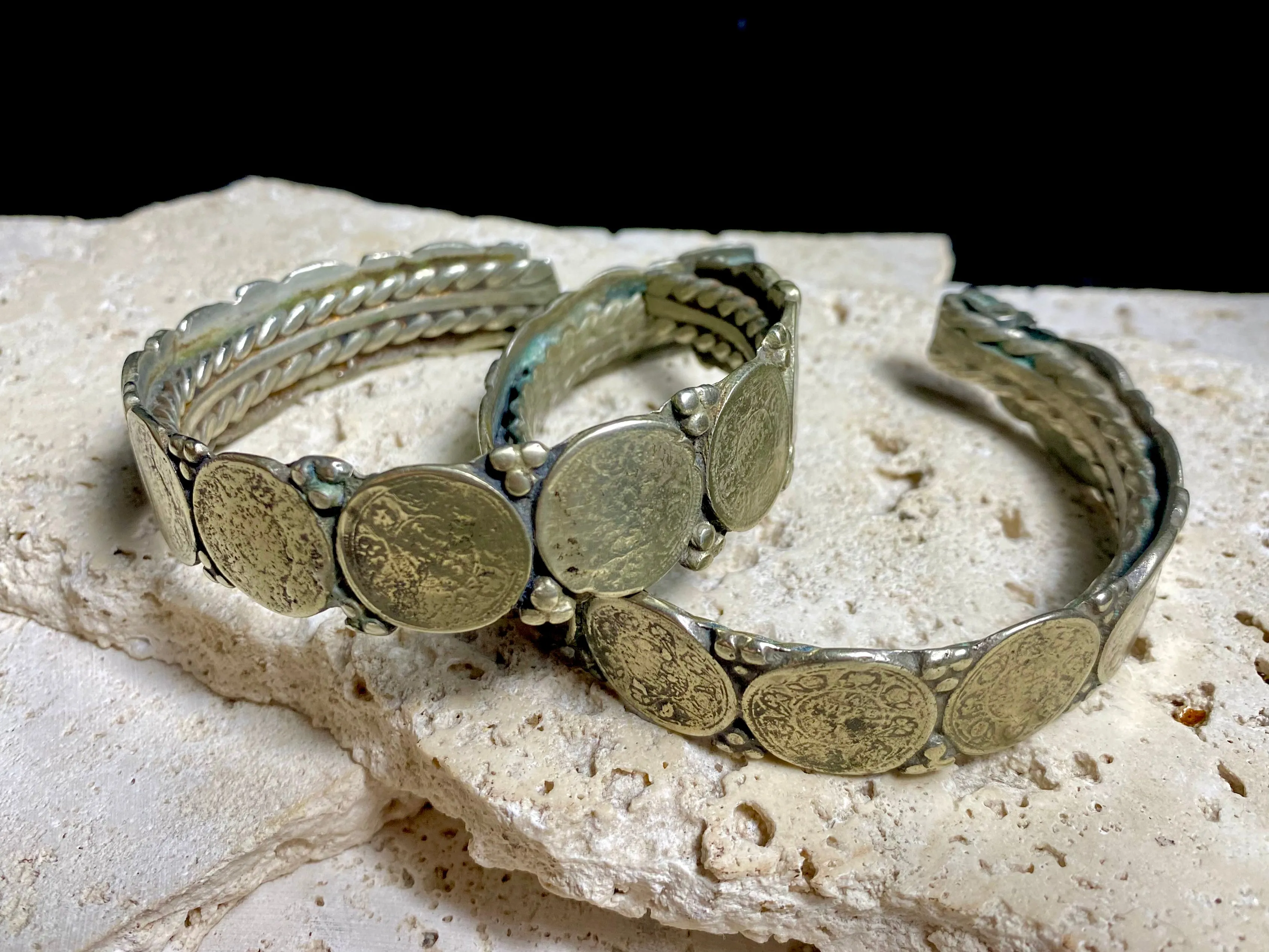 Antique Indian Half Rupee Silver Bracelets