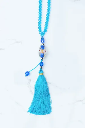 Aqua Blue Tassel Necklace