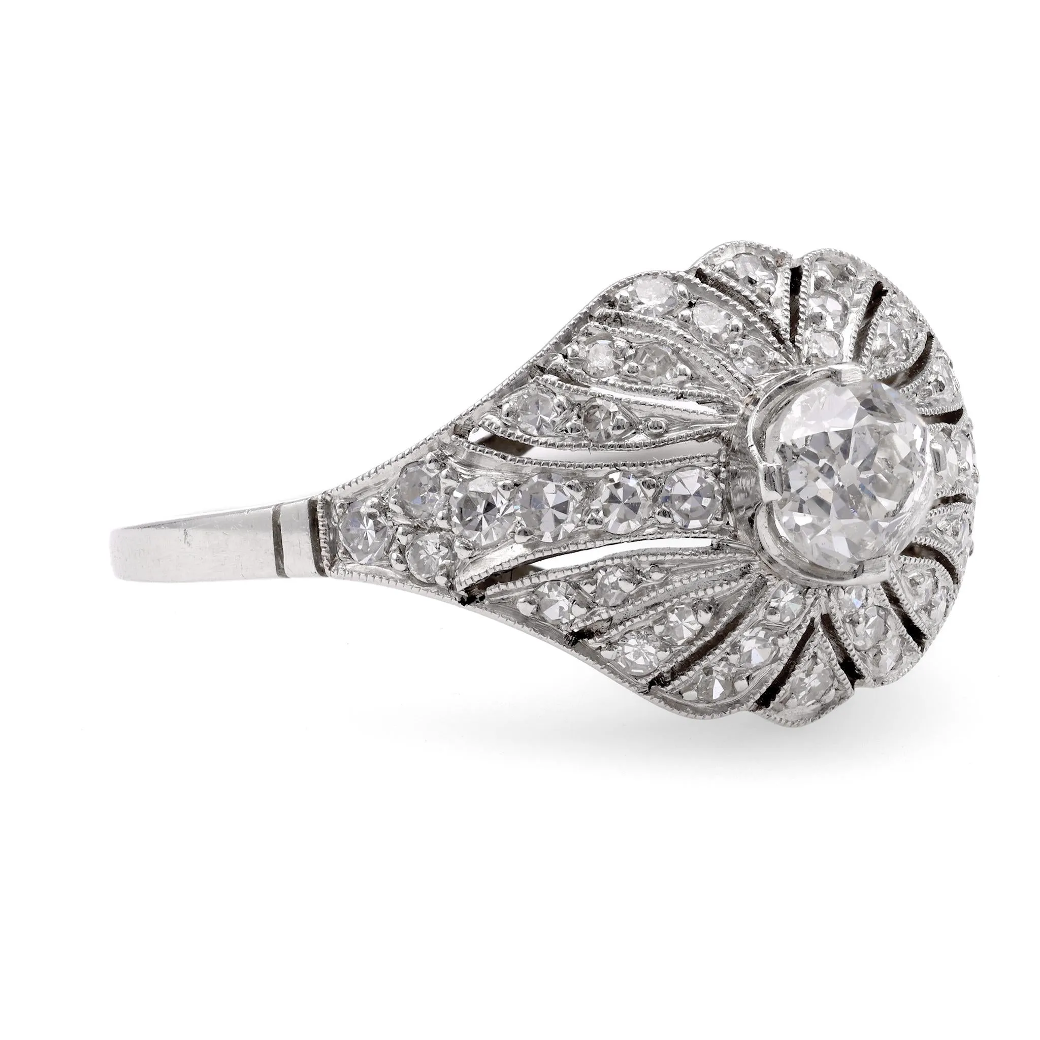 Art Deco Inspired .41 Carat Diamond Platinum Ring