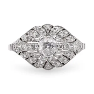 Art Deco Inspired .41 Carat Diamond Platinum Ring