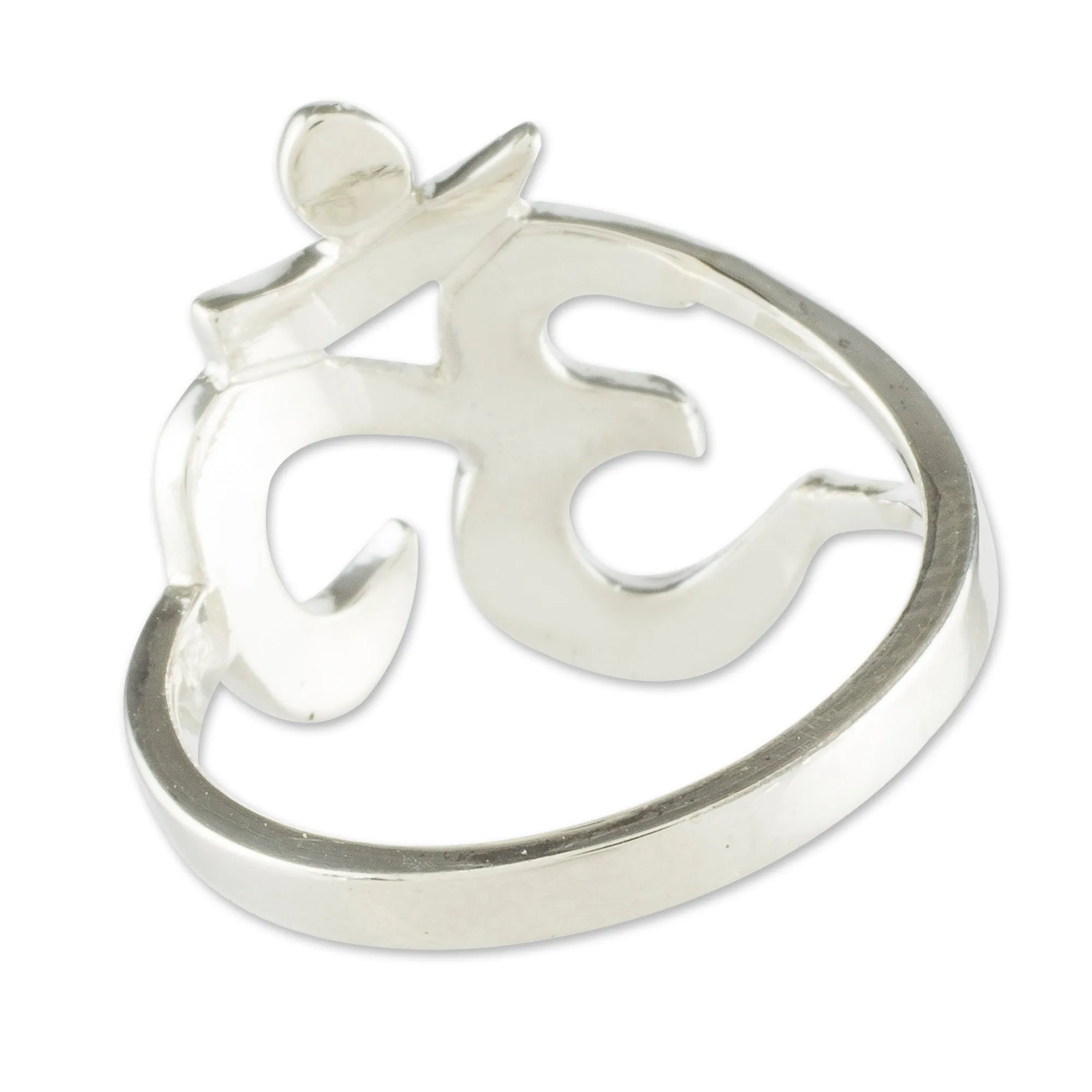 Artisan Crafted Om Symbol Cocktail Ring - Spiritual Journey | NOVICA