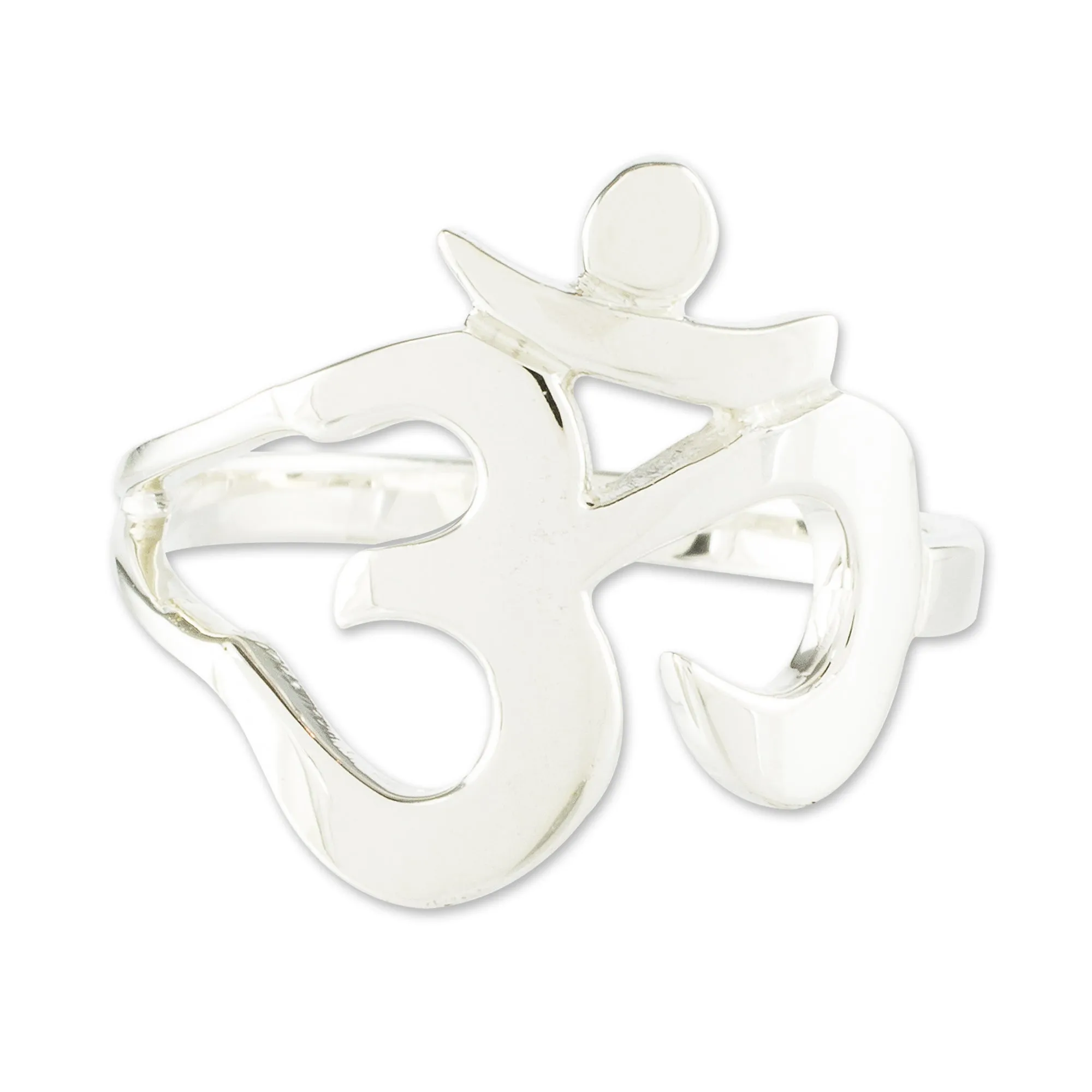 Artisan Crafted Om Symbol Cocktail Ring - Spiritual Journey | NOVICA