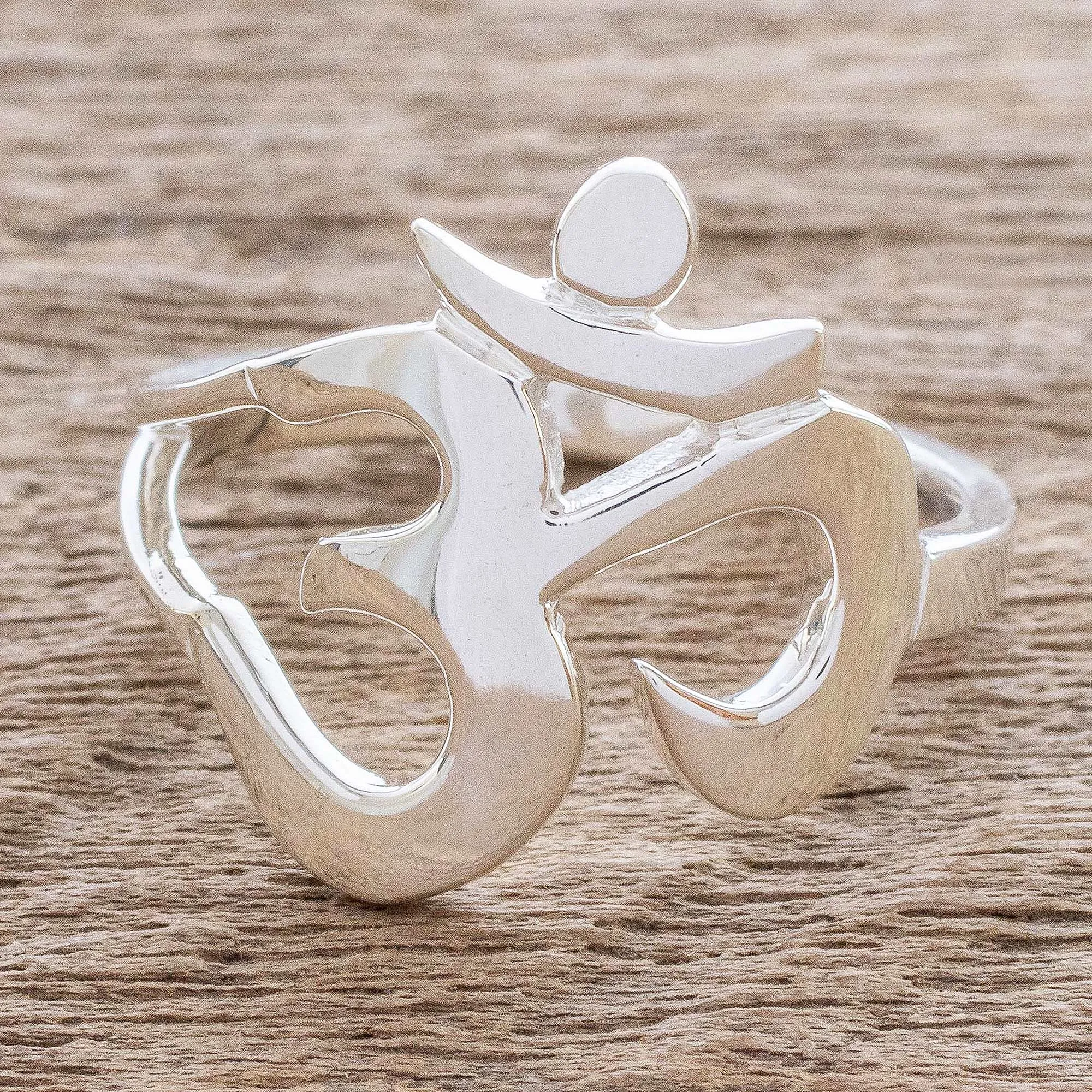 Artisan Crafted Om Symbol Cocktail Ring - Spiritual Journey | NOVICA