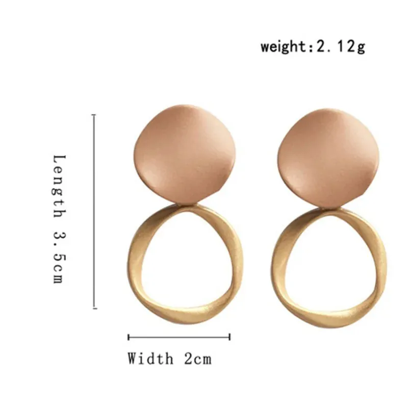 Autumn Winter New Brown Earrings Vintage Matte drop Earrings for women Metal Fashion Statement Dangle Earring 2021 Trend Jewelry