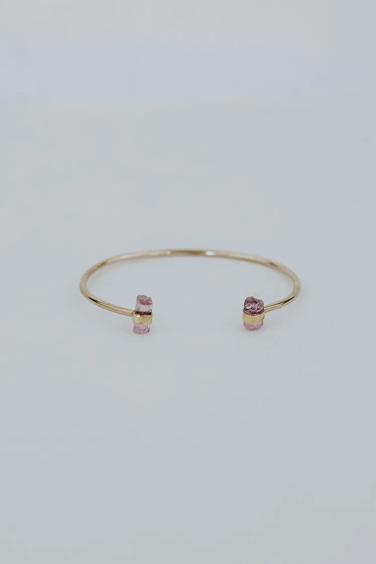 Banded Pink Tourmaline Cuff - 14k