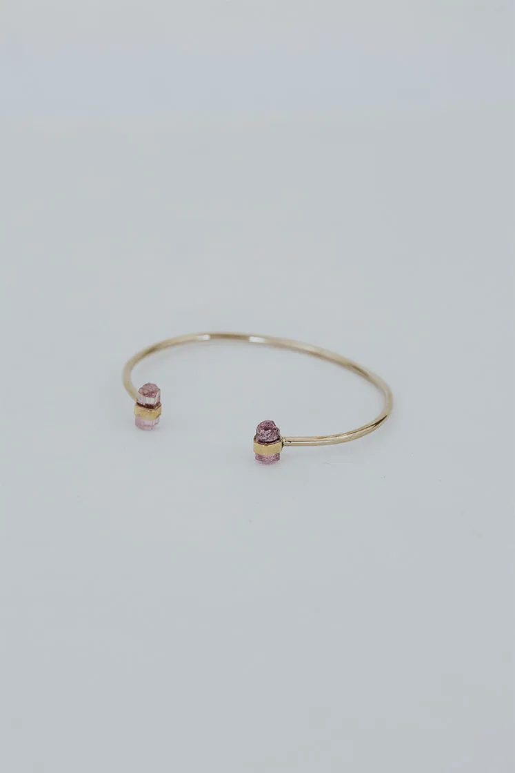 Banded Pink Tourmaline Cuff - 14k