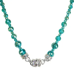 Belle Of The Ball Beaded Magnetic Interchangeable Necklace (Sterling Silvertone/Azure AB)