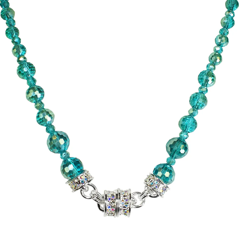 Belle Of The Ball Beaded Magnetic Interchangeable Necklace (Sterling Silvertone/Azure AB)