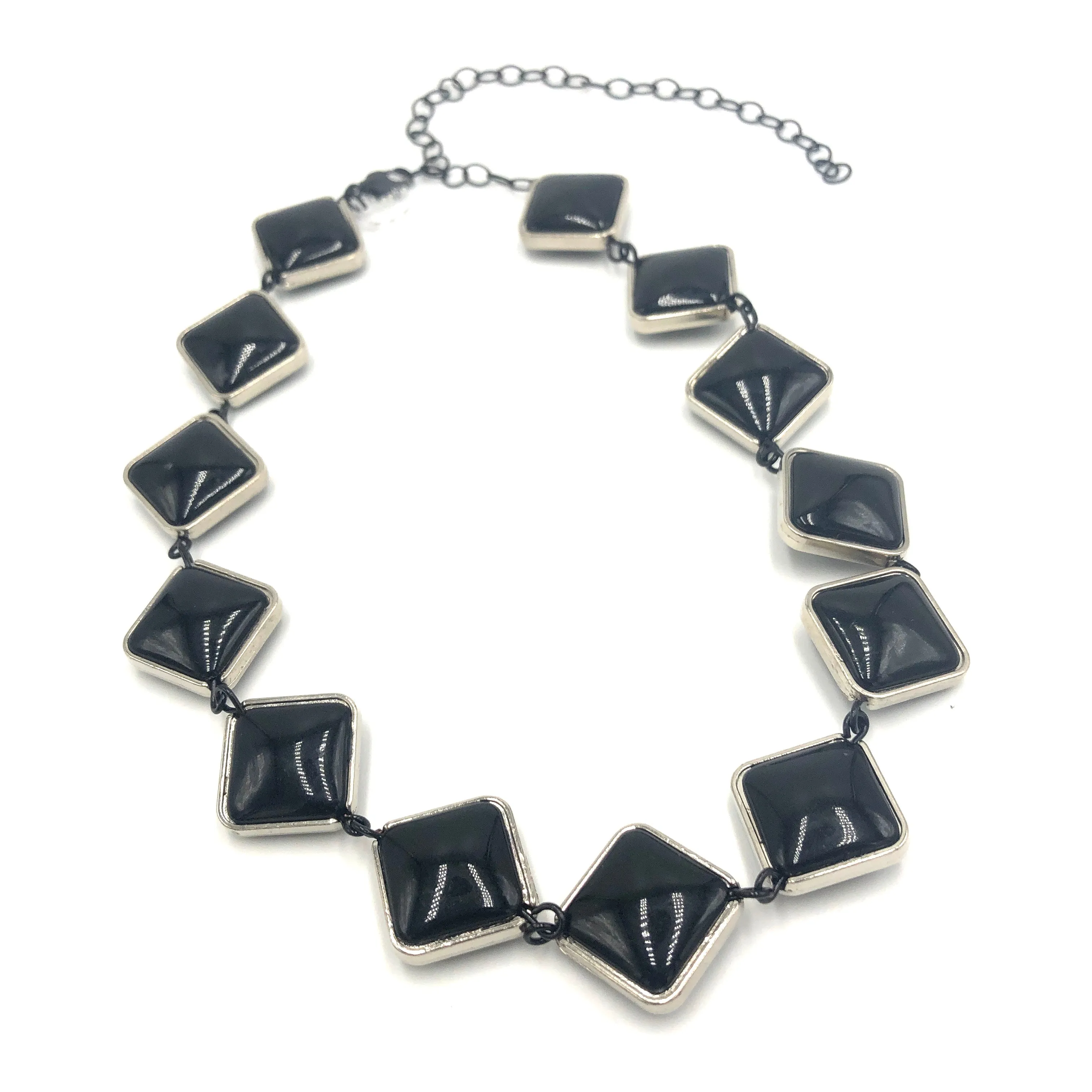 Black & Silver Diamond Amelia Necklace