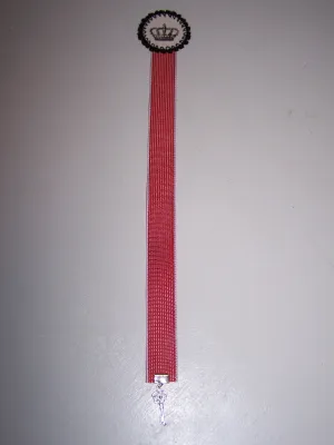 Black Crown Red Ribbon Bookmark