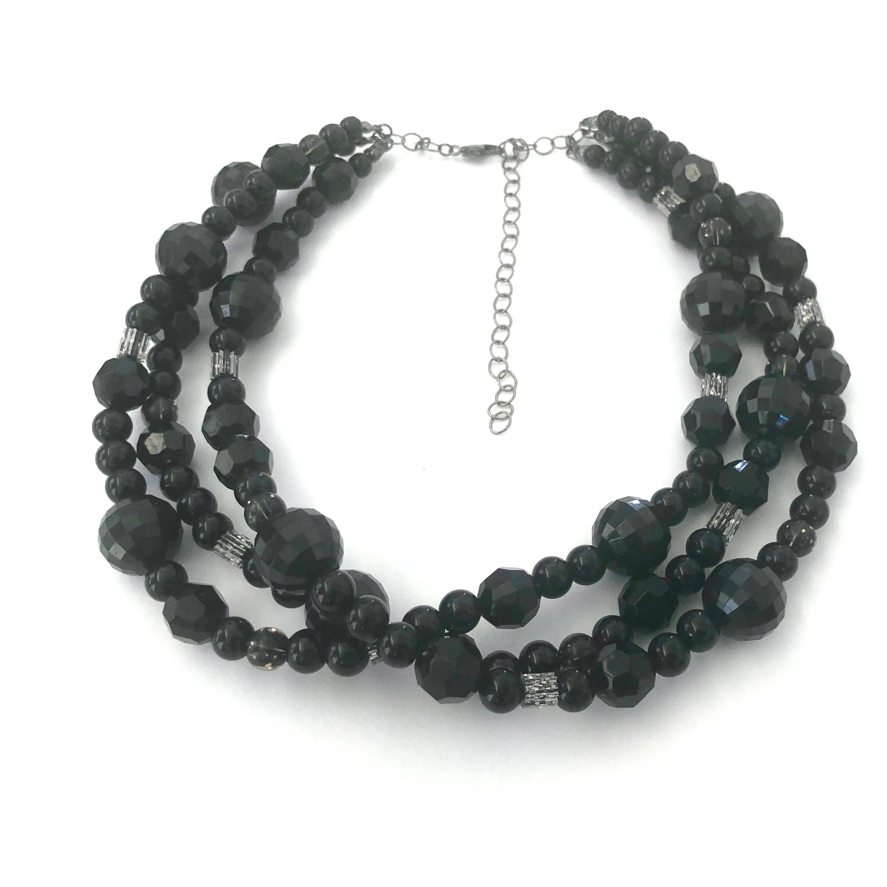 Black Facets & Glitter Morgan Necklace