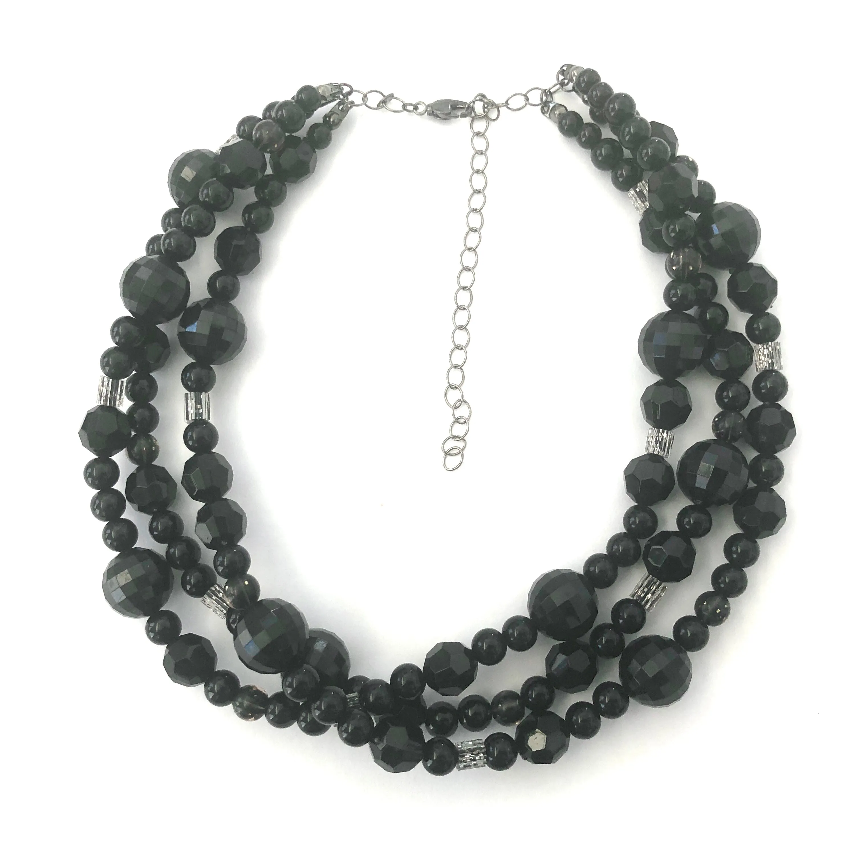 Black Facets & Glitter Morgan Necklace