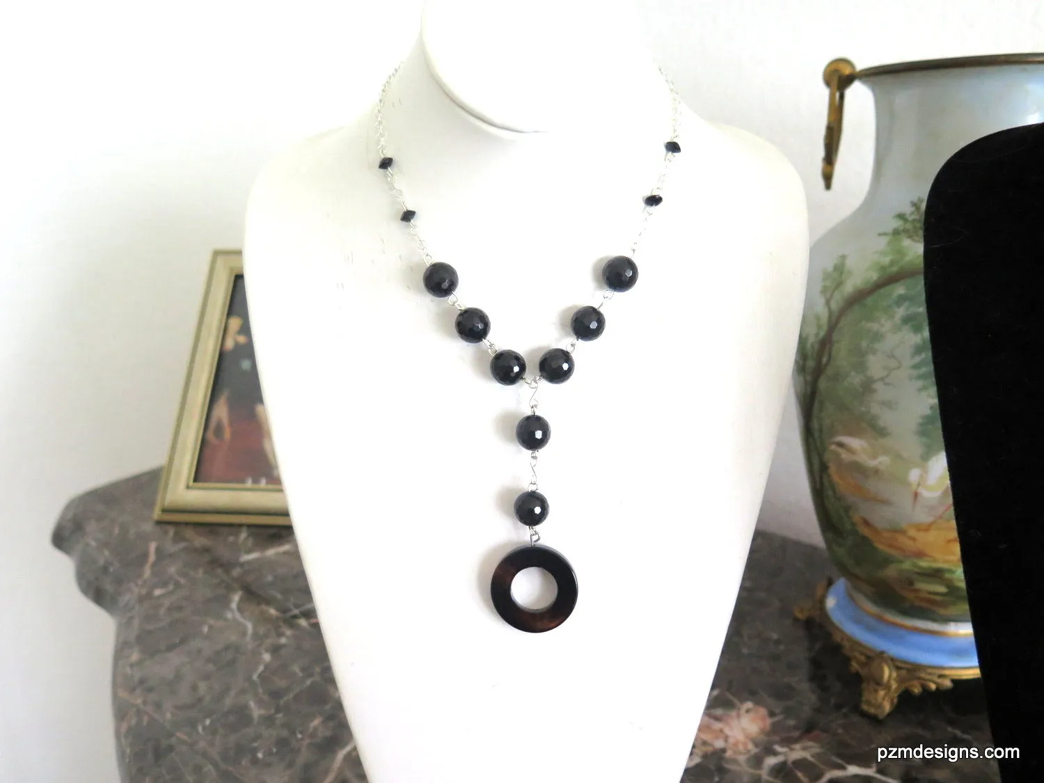 Black Onyx Statement Necklace Gift for Her