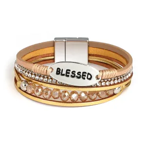 'Blessed' Charm Cuff Bracelet - gold