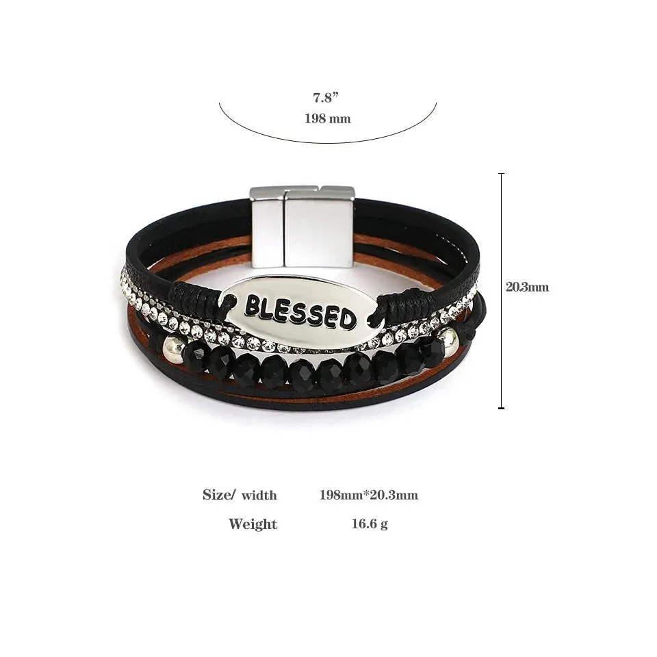 'Blessed' Charm Cuff Bracelet - gold