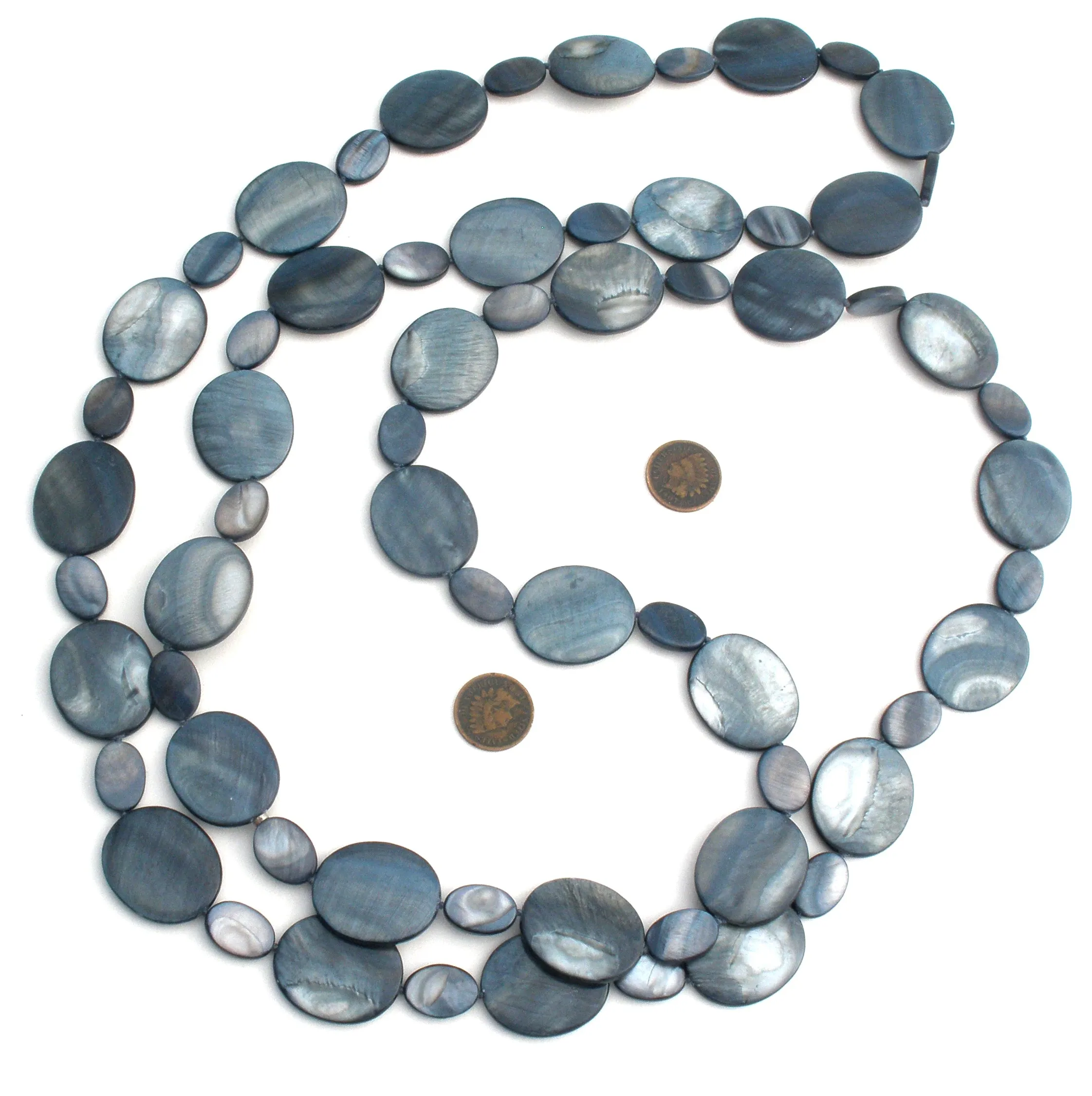 Blue Mother Of Pearl Necklace 60" Jess David