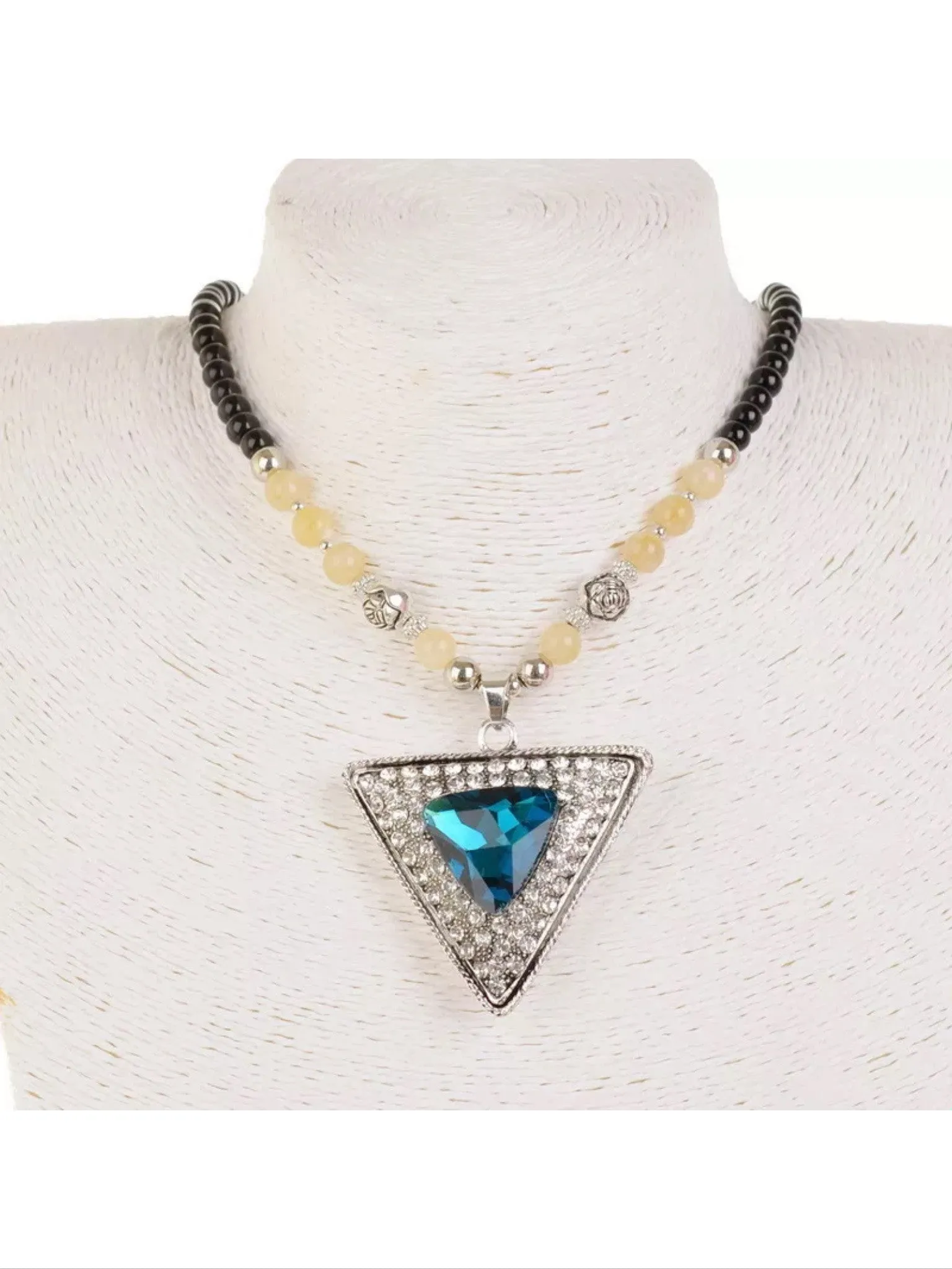 Blue triangle Crystal necklace