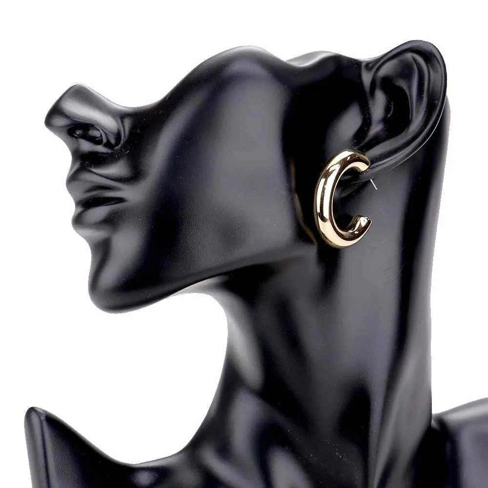 Bold Metal Half Hoop Earrings