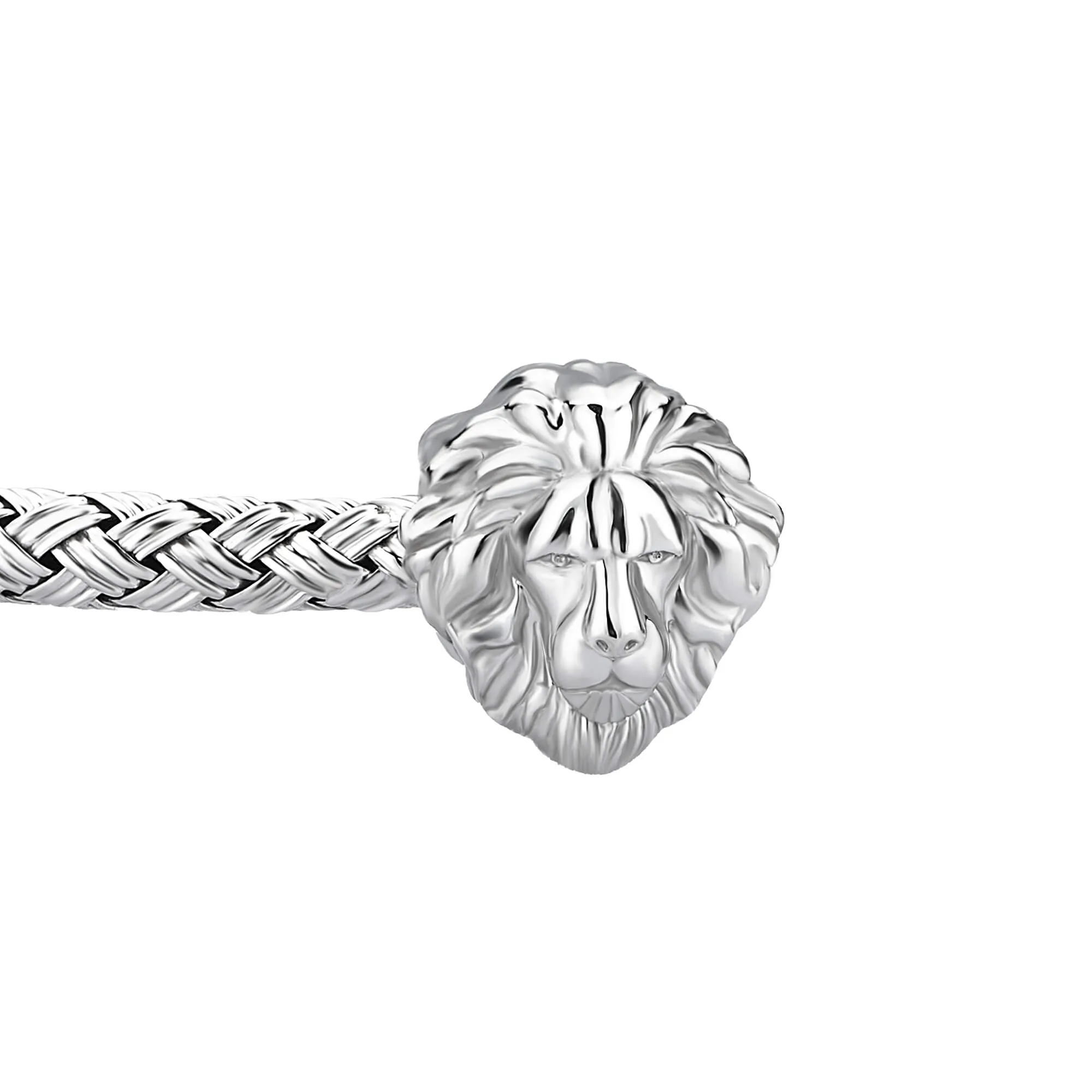 Braided Leo Cuff Bracelet - Silver