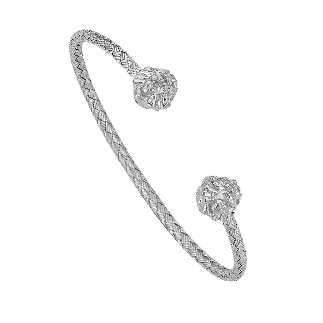 Braided Leo Cuff Bracelet - Silver