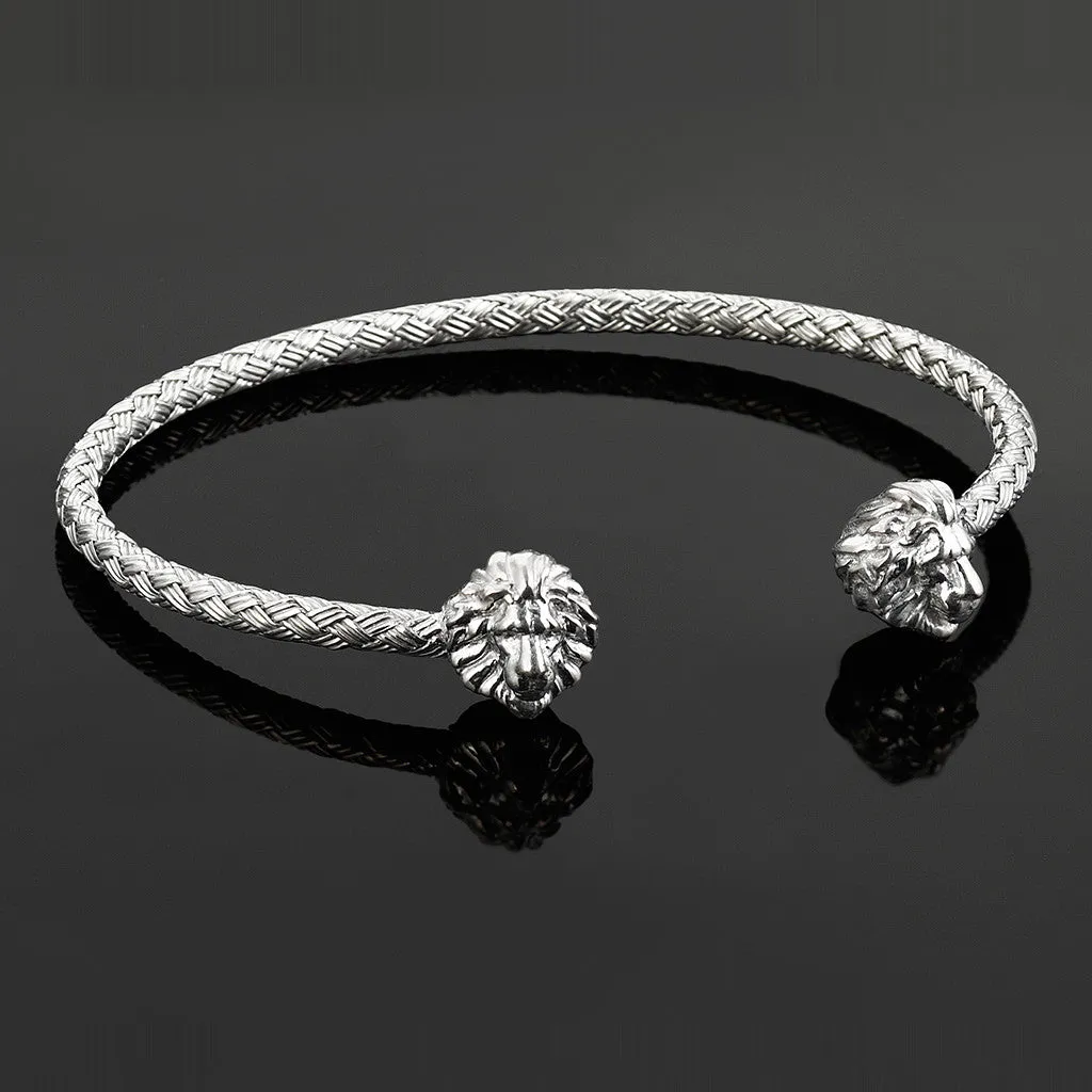 Braided Leo Cuff Bracelet - Silver