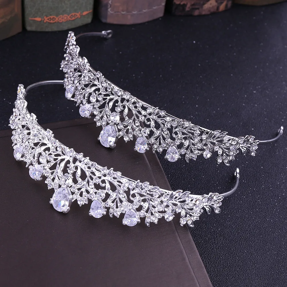 Bride Wedding Headbands Silver Tiara Crown Prom Hair Accessories Princess Rhinestone Crown Crystal Fashion Headband Hair Jewelry