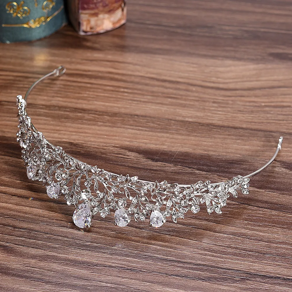 Bride Wedding Headbands Silver Tiara Crown Prom Hair Accessories Princess Rhinestone Crown Crystal Fashion Headband Hair Jewelry