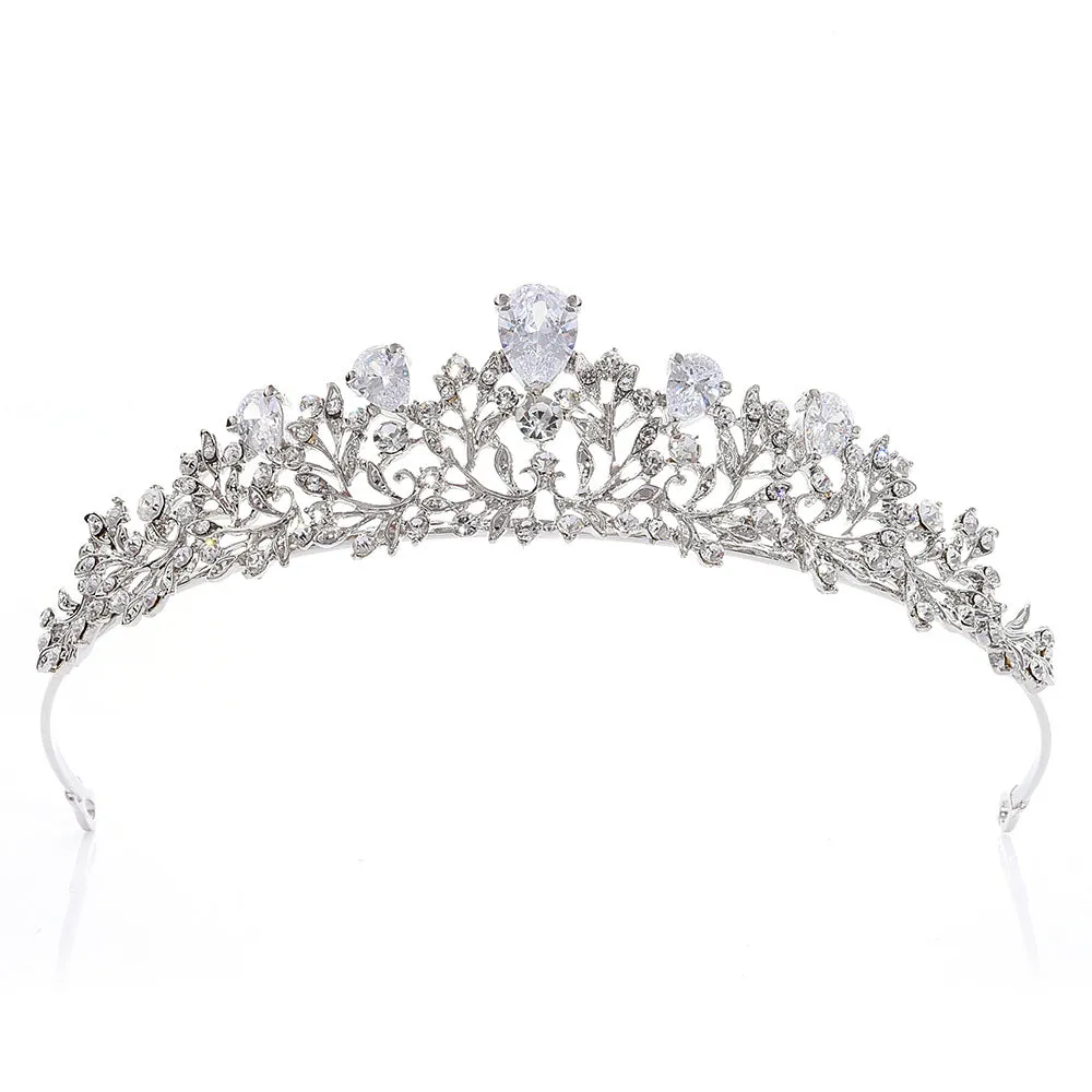 Bride Wedding Headbands Silver Tiara Crown Prom Hair Accessories Princess Rhinestone Crown Crystal Fashion Headband Hair Jewelry