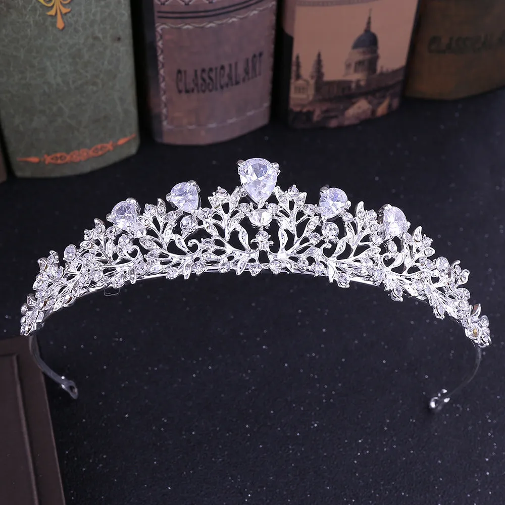 Bride Wedding Headbands Silver Tiara Crown Prom Hair Accessories Princess Rhinestone Crown Crystal Fashion Headband Hair Jewelry