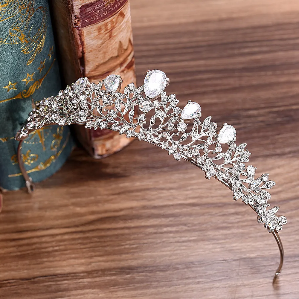 Bride Wedding Headbands Silver Tiara Crown Prom Hair Accessories Princess Rhinestone Crown Crystal Fashion Headband Hair Jewelry