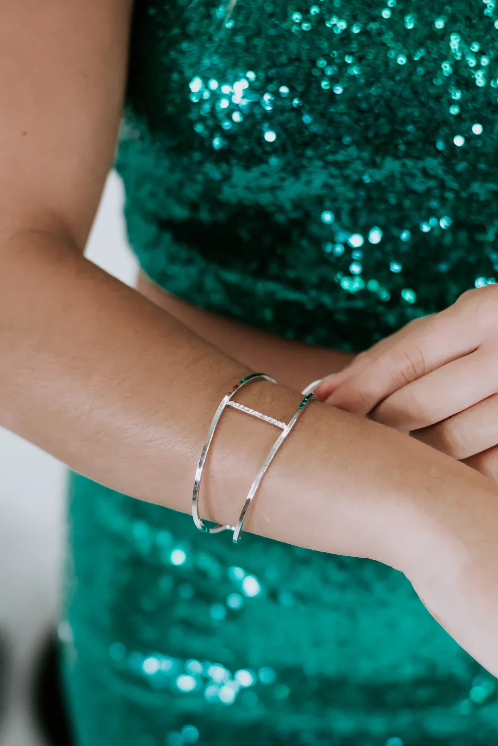 Charmer Bracelet Cuff , Silver