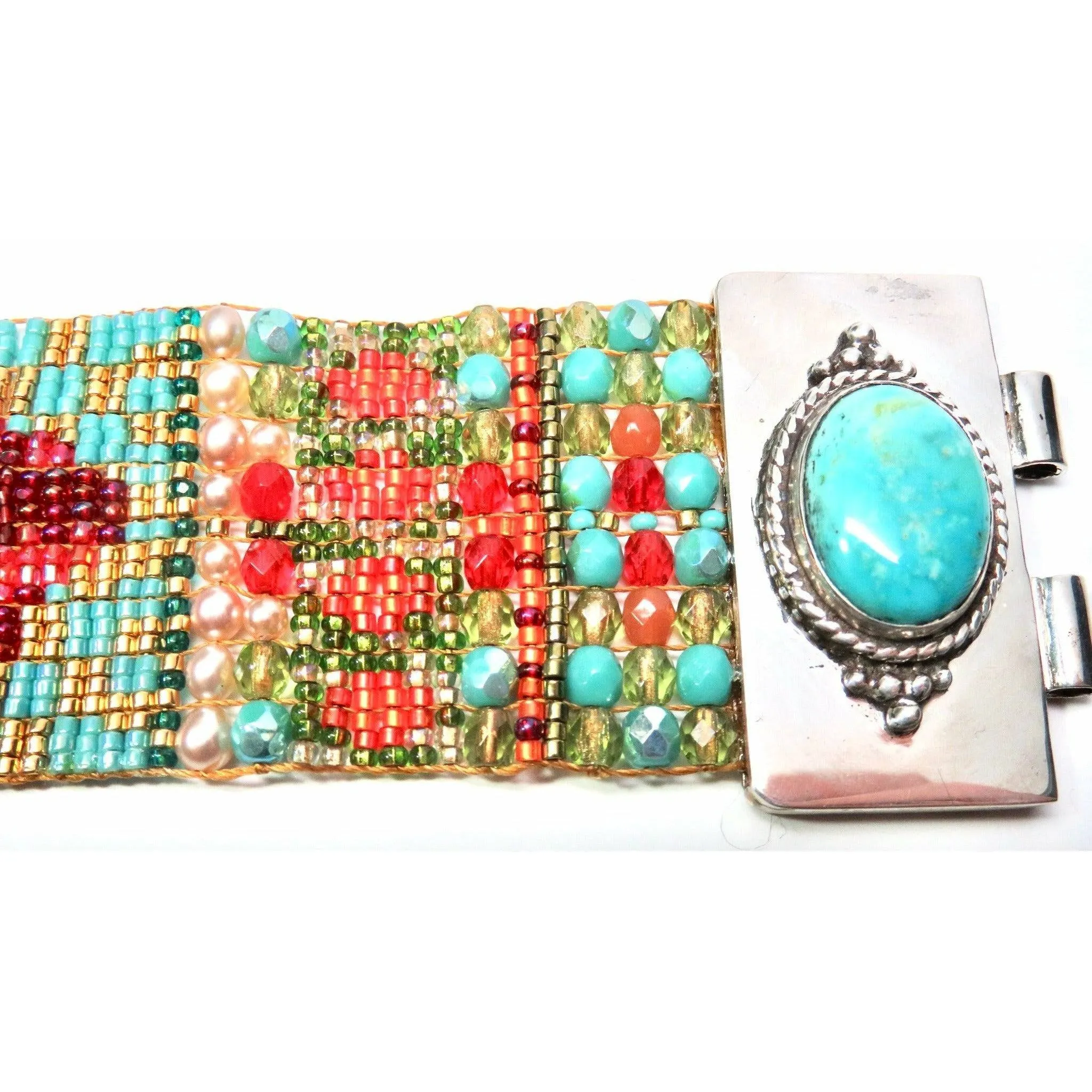 CHILI  ROSE  "JENNA ROSE" BRACELET WITH TURQUOISE ENDS 36MM