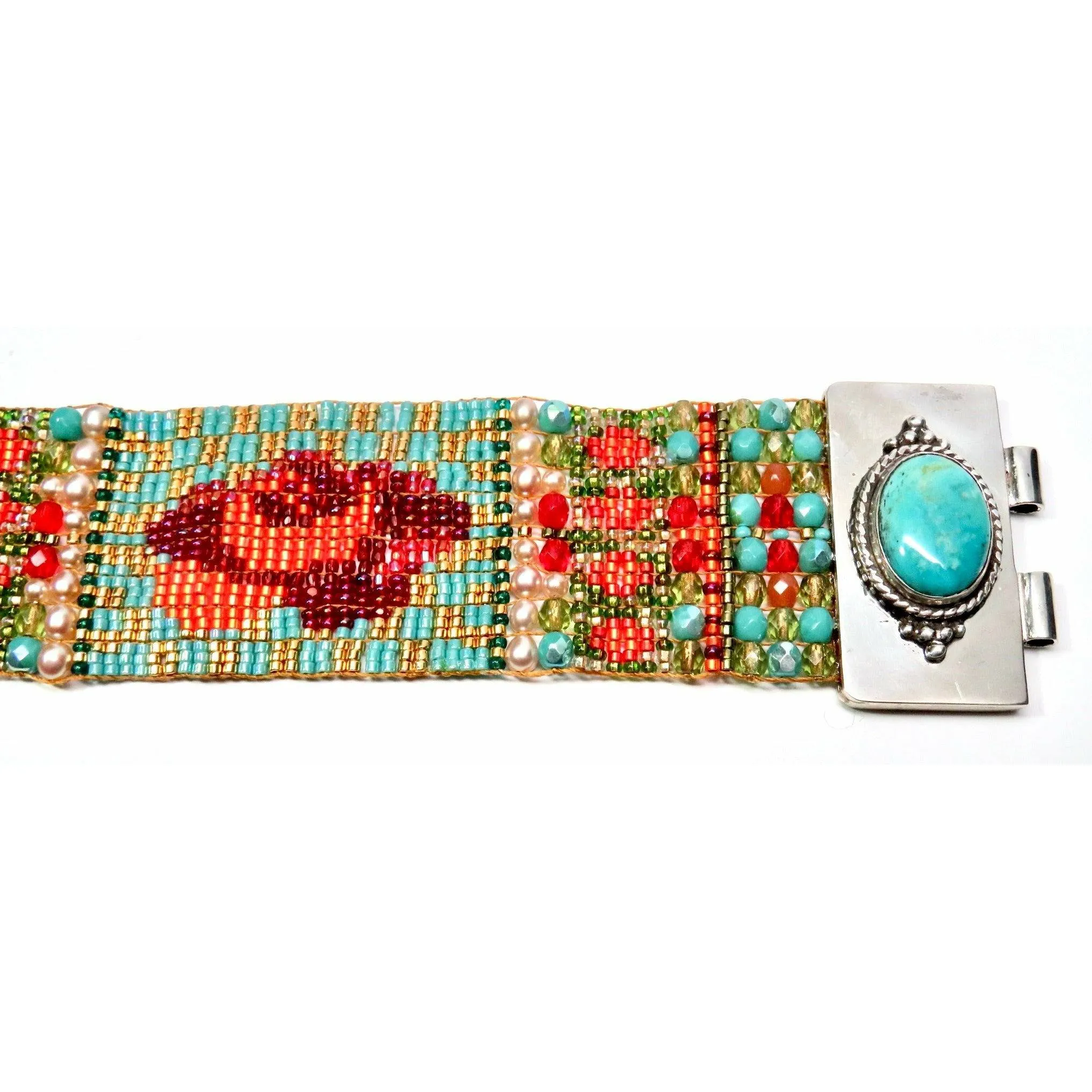 CHILI  ROSE  "JENNA ROSE" BRACELET WITH TURQUOISE ENDS 36MM