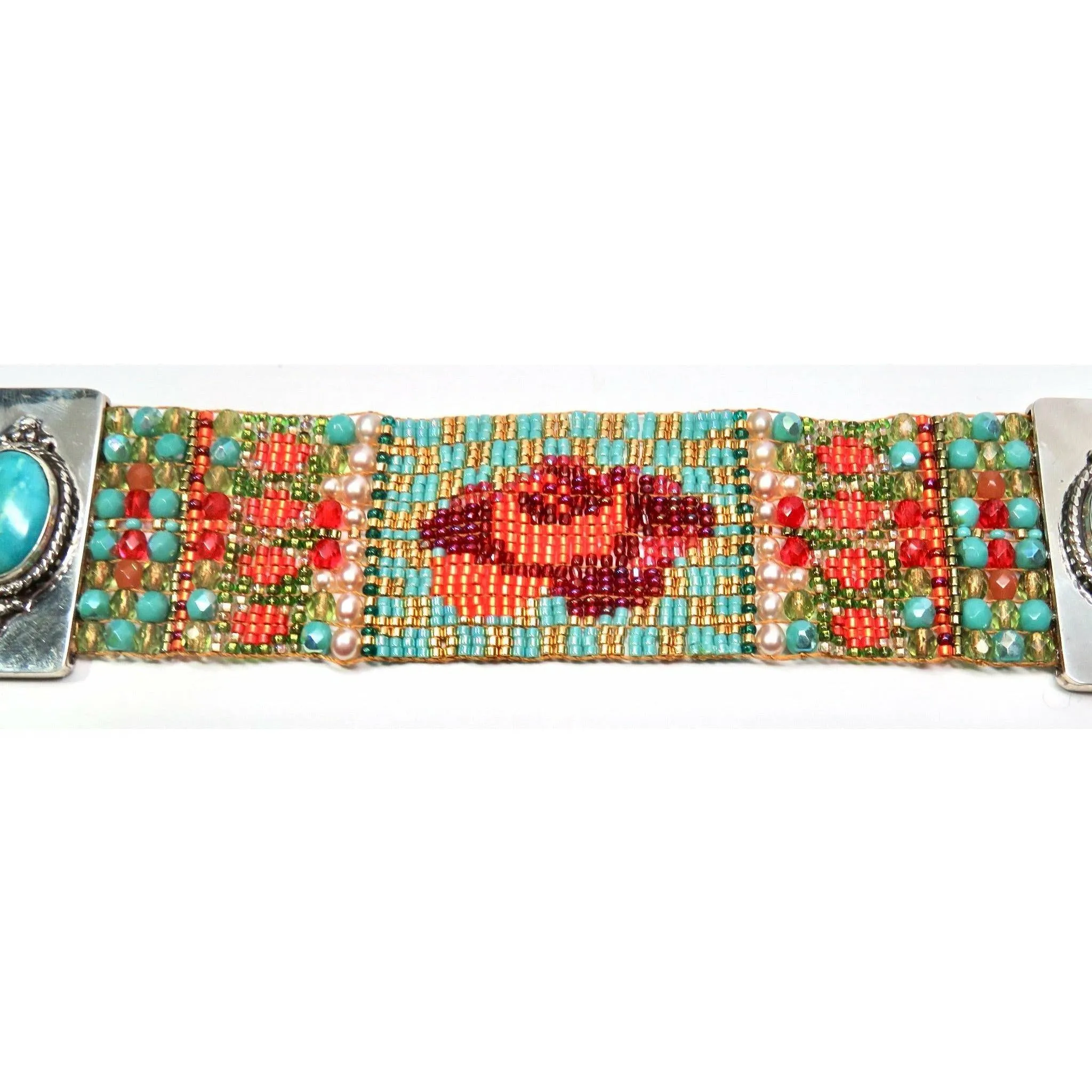 CHILI  ROSE  "JENNA ROSE" BRACELET WITH TURQUOISE ENDS 36MM