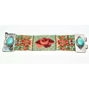 CHILI  ROSE  "JENNA ROSE" BRACELET WITH TURQUOISE ENDS 36MM