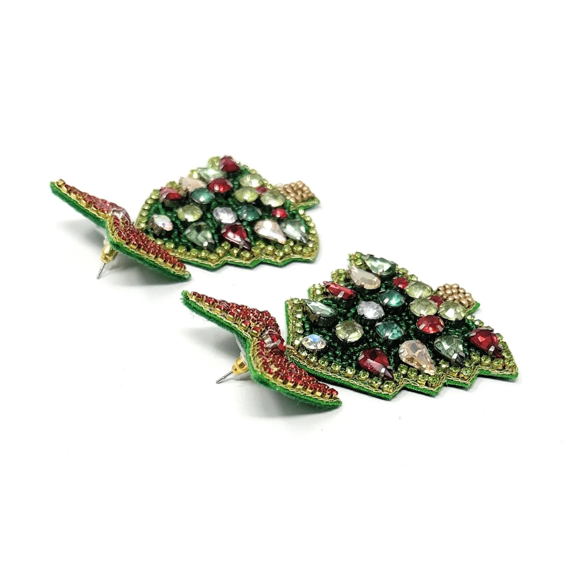 Christmas Tree Jeweled Earrings