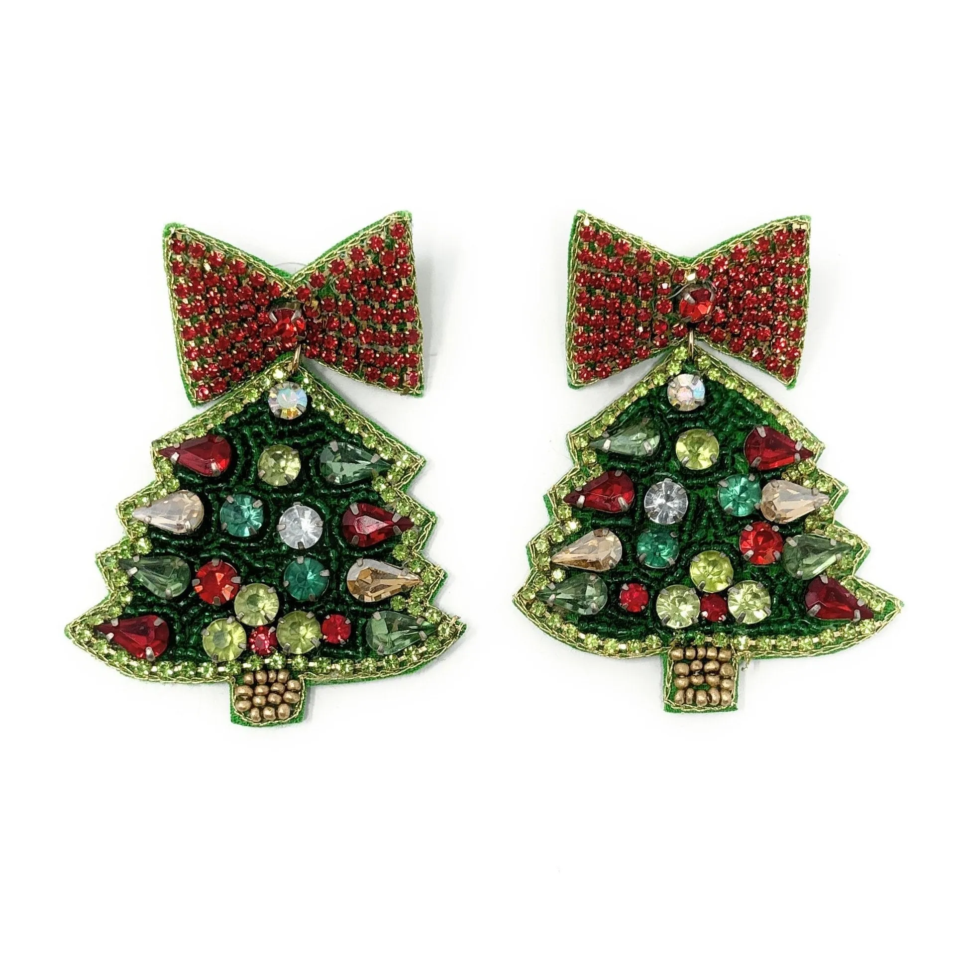 Christmas Tree Jeweled Earrings