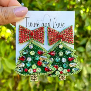 Christmas Tree Jeweled Earrings