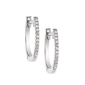 Classic Hoop Diamond Earrings White Gold