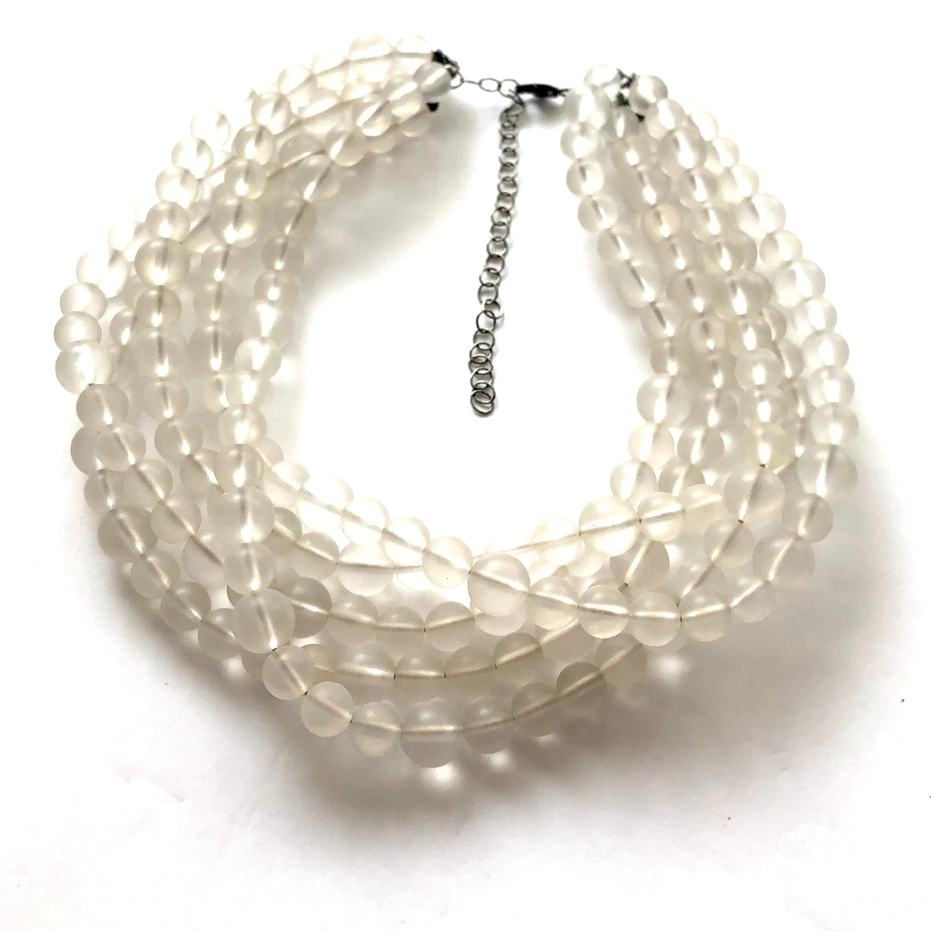 Clear Frosted Lucite Sylvie Beaded Statement Necklace