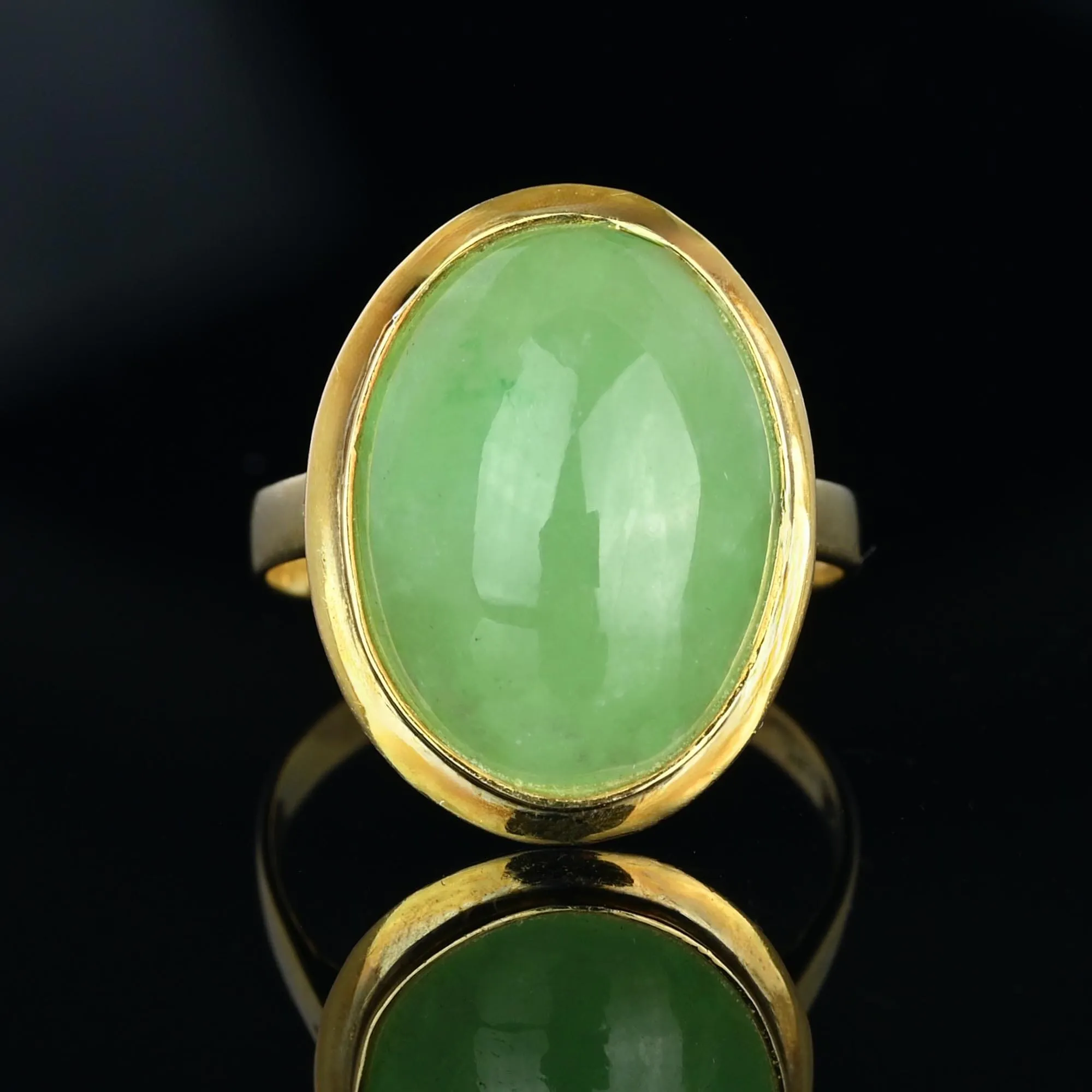 Contemporary 14K Gold 6.64 CTW Jade Cabochon Ring