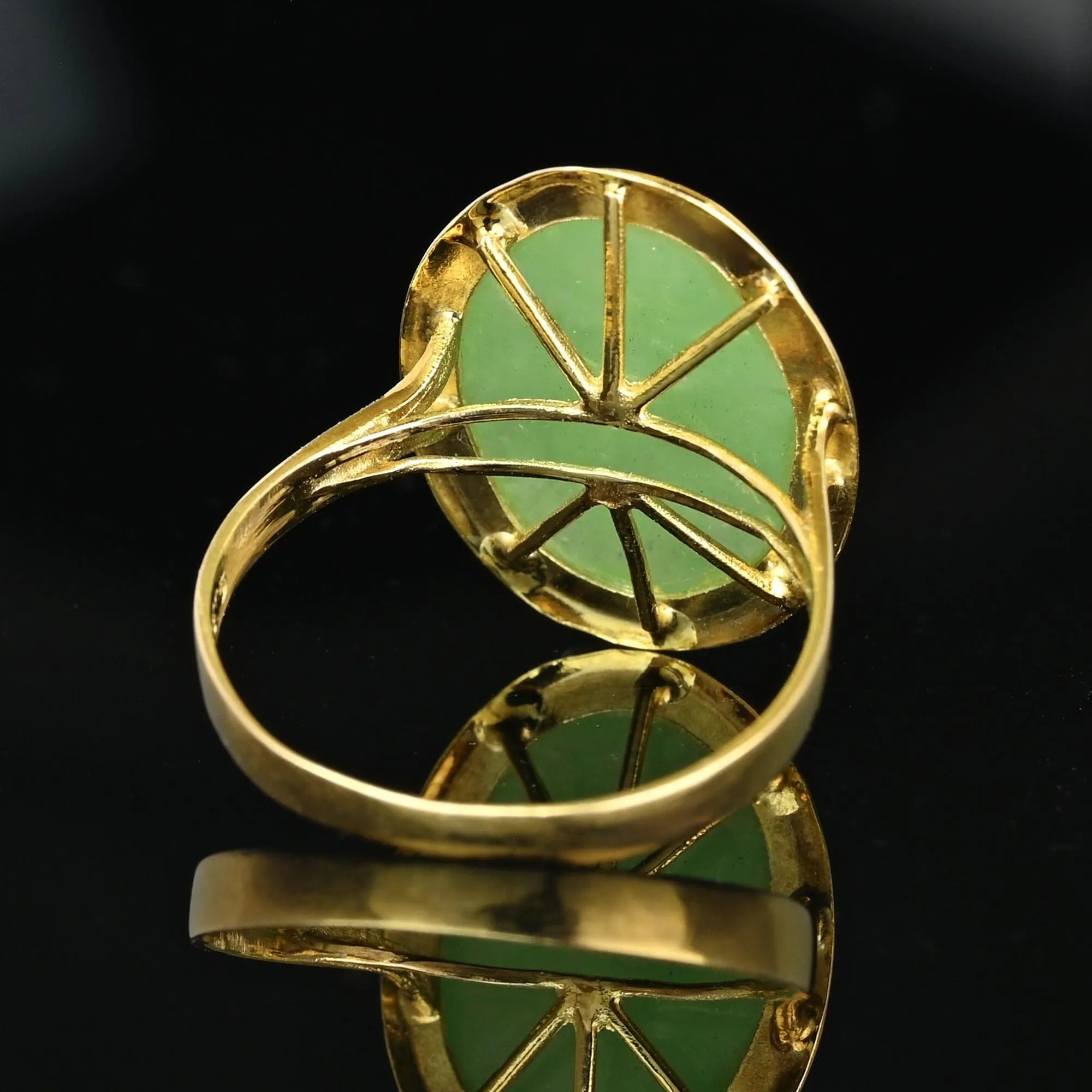 Contemporary 14K Gold 6.64 CTW Jade Cabochon Ring