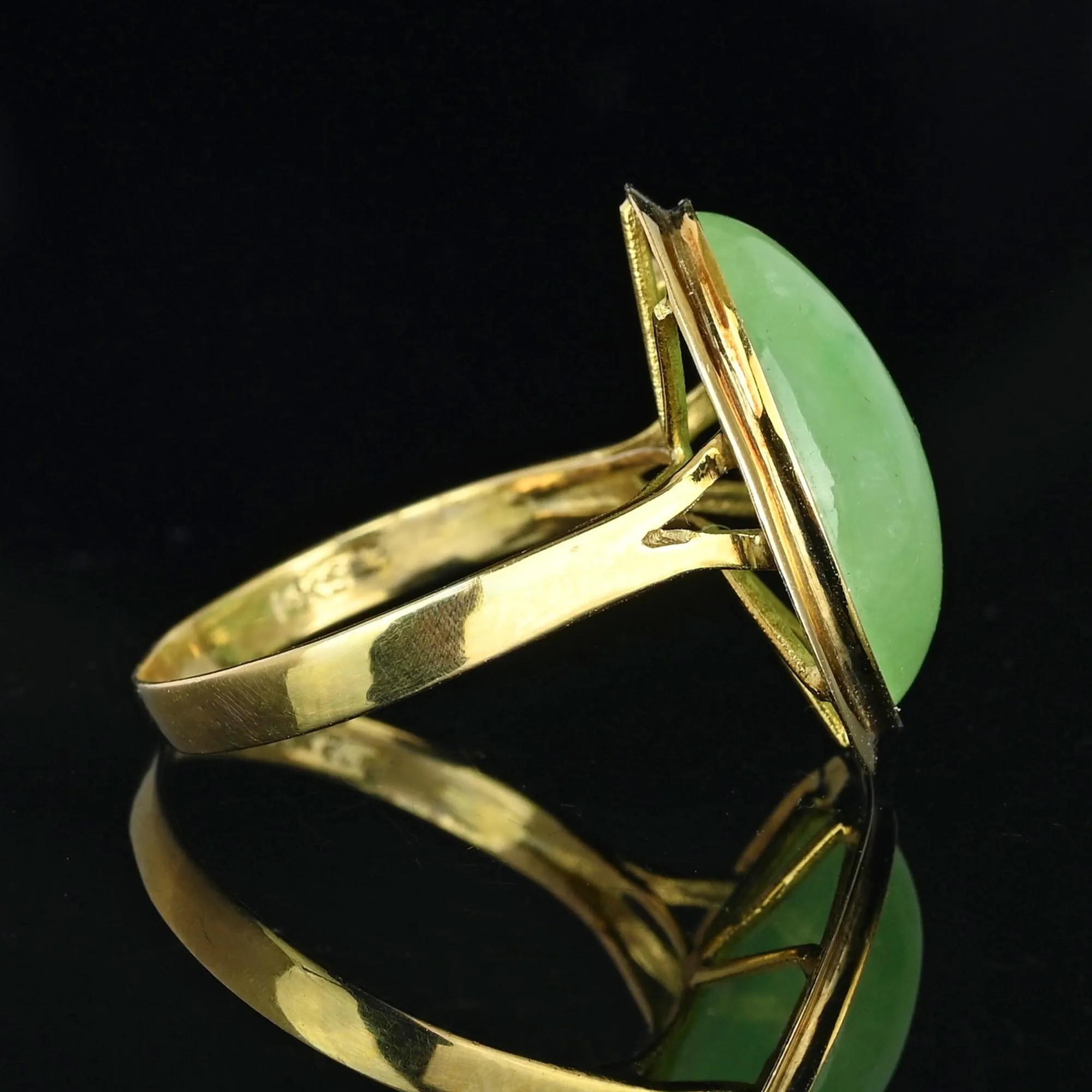 Contemporary 14K Gold 6.64 CTW Jade Cabochon Ring