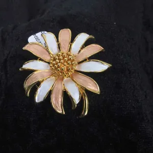 Coral/White Flower Pin