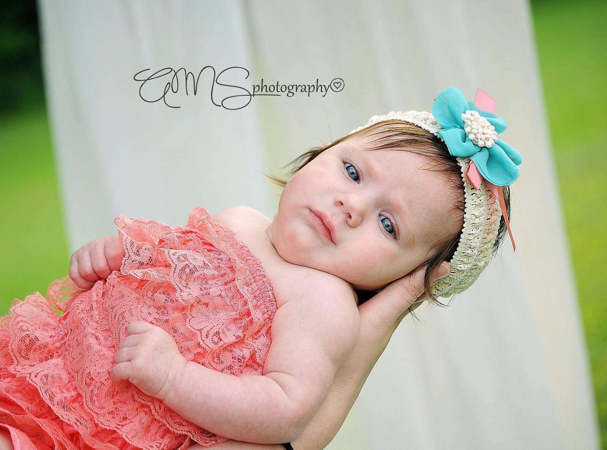 Crochet Lace Flower Headband Coral Beige