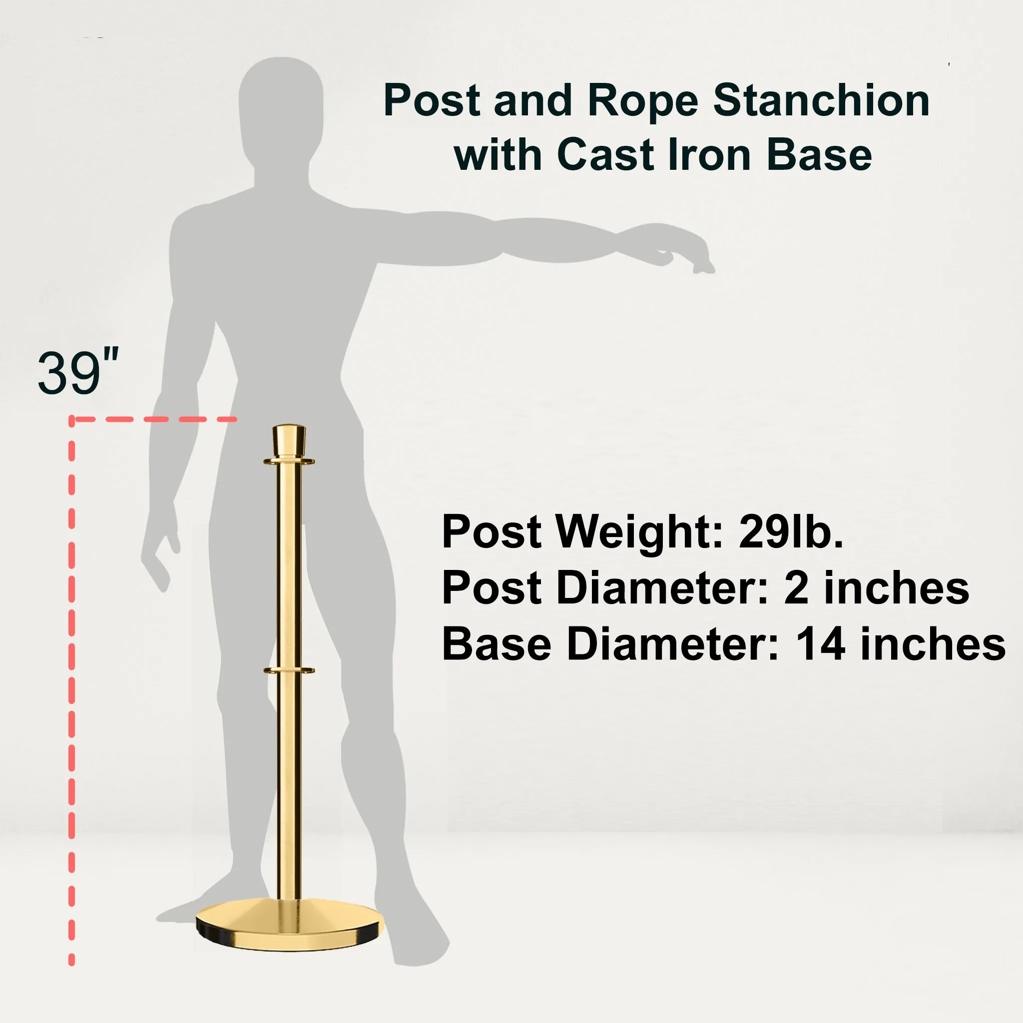 Crown Top Dual Rope Stanchion with Cast Iron Base - Montour Line CILineD