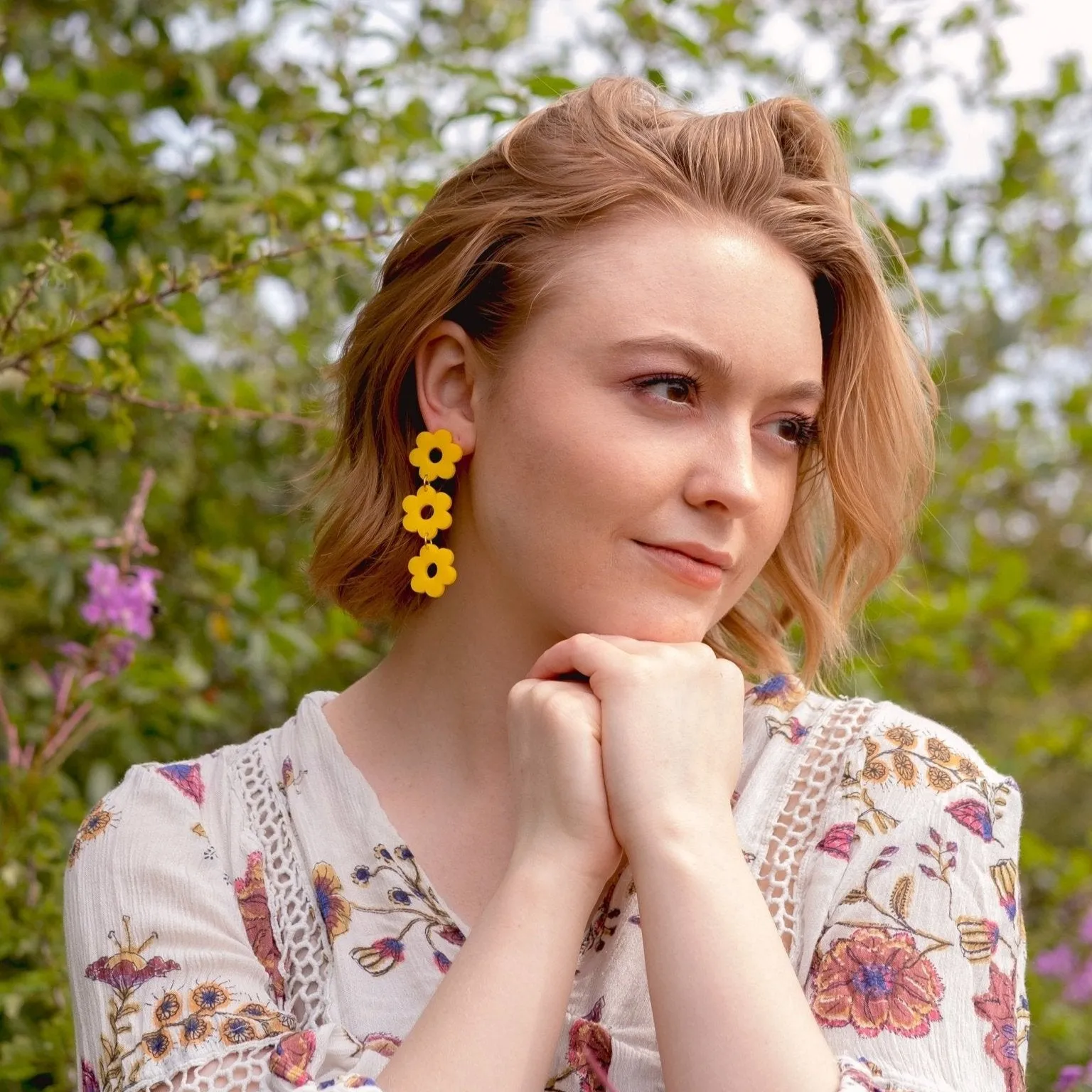 Daisy Chain Retro Earrings in Marigold