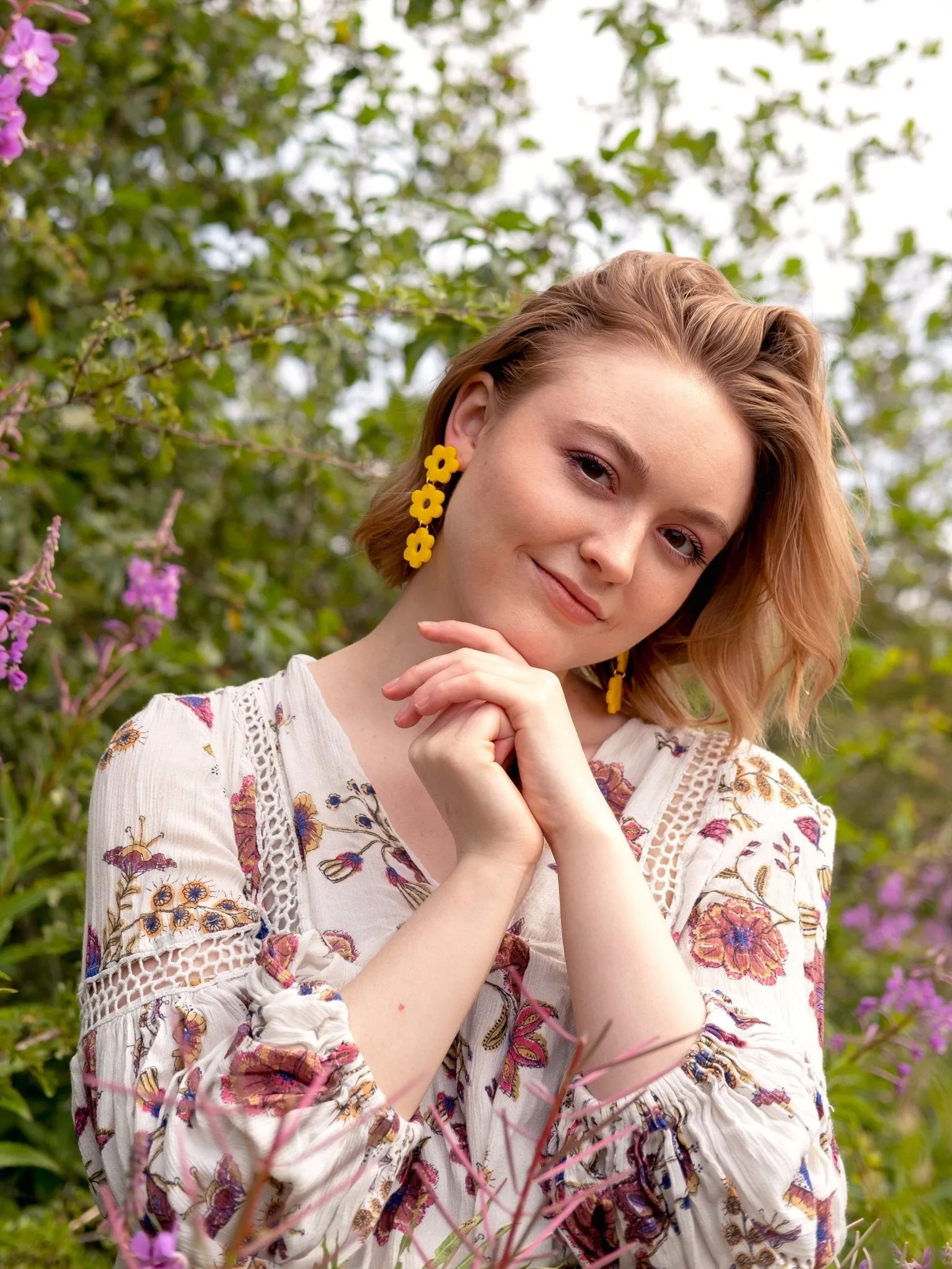 Daisy Chain Retro Earrings in Marigold